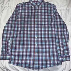 Vineyard Vines Boys L 16 Plaid Whale Shirt Button Down